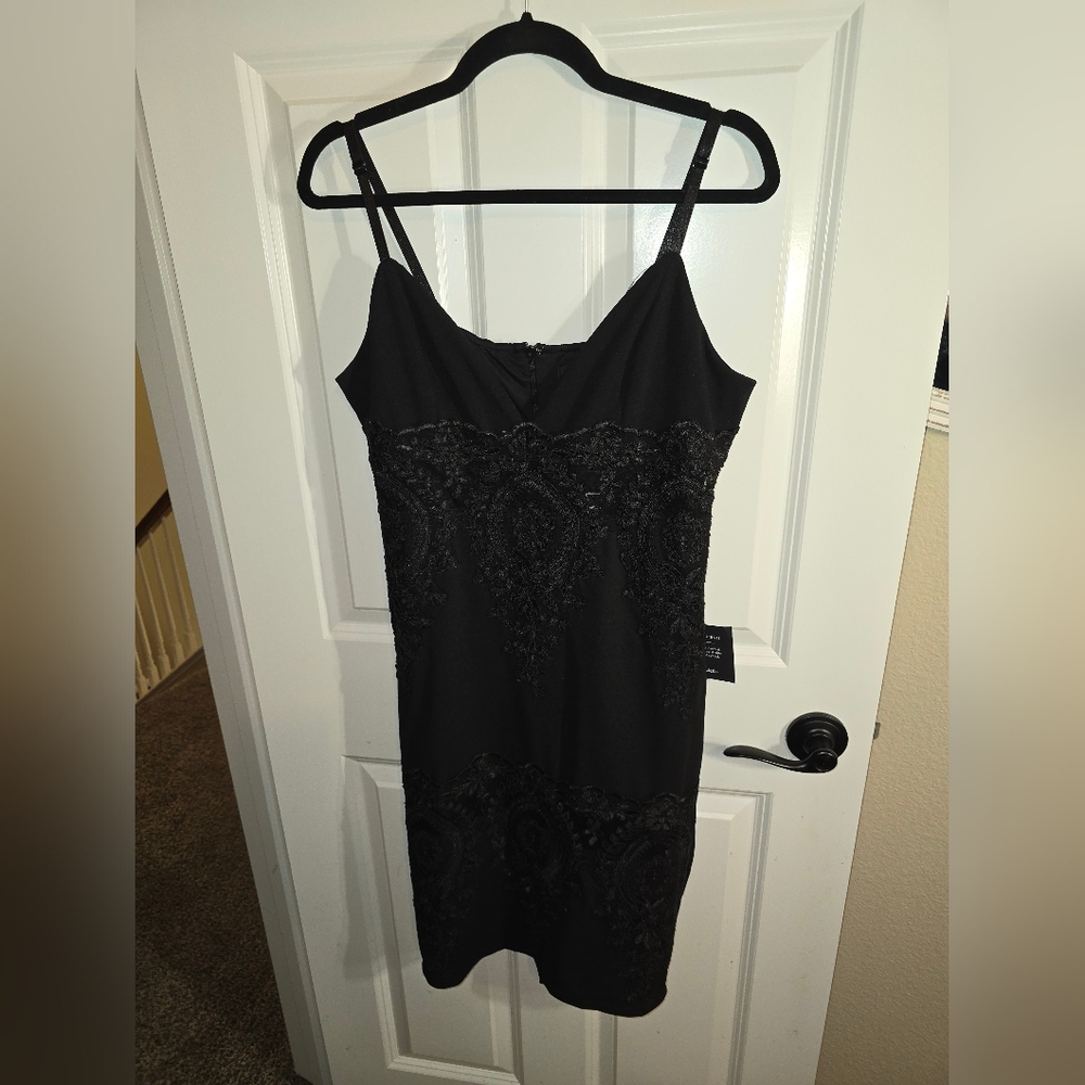 Lulu's Black Embroidered Mesh Lace Bodycon Dress Can't Deny It Size XL NWT - Picture 11 of 16